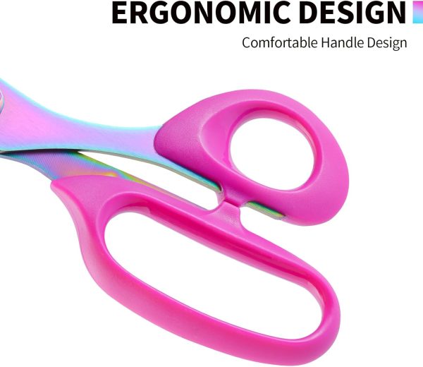 Fabric Scissors Stainless Steel Multi-Purpose shearswith Professional Titanium Coating forfor cutting clothes Leather Sewing Home and Office10 in - Image 5