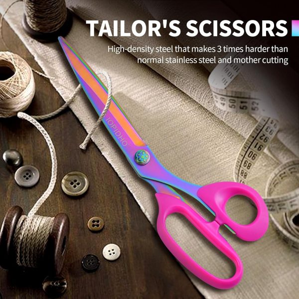 Fabric Scissors Stainless Steel Multi-Purpose shearswith Professional Titanium Coating forfor cutting clothes Leather Sewing Home and Office10 in - Image 6