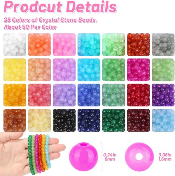 shynek 1400 Pieces 6mm Round Glass Beads for Jewelry Making, 28 Colors Crystal Beads for Bracelets Jewelry Making and DIY Crafts(Solid Color) - Image 3