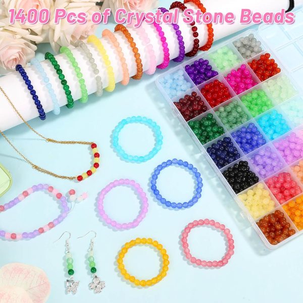 shynek 1400 Pieces 6mm Round Glass Beads for Jewelry Making, 28 Colors Crystal Beads for Bracelets Jewelry Making and DIY Crafts(Solid Color) - Image 4