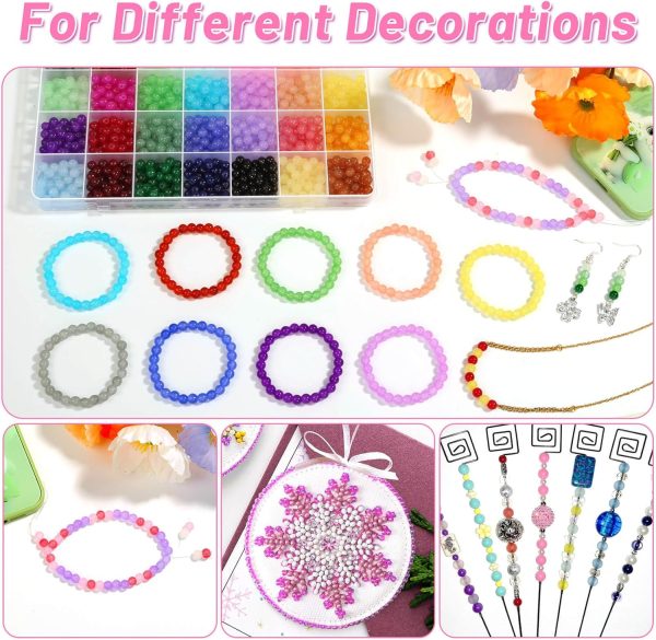 shynek 1400 Pieces 6mm Round Glass Beads for Jewelry Making, 28 Colors Crystal Beads for Bracelets Jewelry Making and DIY Crafts(Solid Color) - Image 5